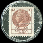 Timbre-monnaie de 100 lire sur fond noir - Ristorante Pizzeria da Giacomo - Italie - revers