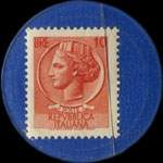 Timbre-monnaie de 10 lire sur fond bleu - Sava - Vendita Rateale Autoveicoli - Type 1: texte jaune - Italie - revers
