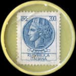Timbre-monnaie 200 lire dans capsule jaune - Studio Panizzoli - Italie - revers