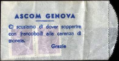 Timbre-monnaie Ascom Genova 50 lire - Italie - face
