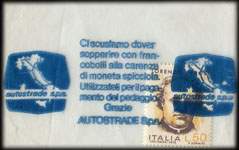 Timbre-monnaie Autostrade 50 lire type 10 - Italie - face