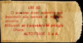 Timbre-monnaie Autostrade 50 lire type 1b - Italie - face