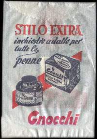 Timbre-monnaie Stilo Extra inchiostro adatto per tutte le penne - Gnocchi - Gnom incollatutto - Italie - 100 lire avec cachet magasin - dos