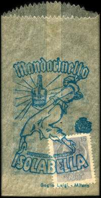 Timbre-monnaie 15 lire sous sachet papier imprimé - Isolabella / Mandarinetto - Italie - dos