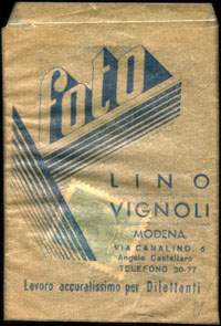 Timbre-monnaie 70 lire sous sachet papier imprimé - Foto Lino Vignoli - Modena - Italie - face