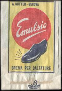 Timbre-monnaie 50 lires sous sachet papier imprimé - Marga - crema calzature - type 1 - Italie - dos