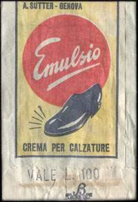 Timbre-monnaie 100 lires sous sachet papier imprimé - Marga - crema calzature - type 1 - Italie - dos