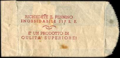 Timbre-monnaie 6 lire sous sachet papier imprimé - Matita nazionale - Pennino nazionale - Presbitero - Italie - dos