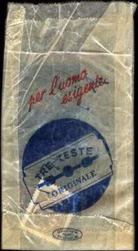 Timbre-monnaie 20 lire sous sachet papier imprimé - Treteste - Tre Teste originale per l'uomo esigente - Italie - dos