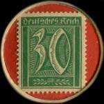 Timbre-monnaie de 30 pfennig sur fond rouge mis par Emile Dondelinger au Luxembourg - revers