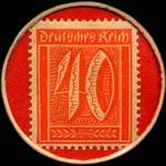 Timbre-monnaie de 40 pfennig sur fond rouge mis par Emile Dondelinger au Luxembourg - revers