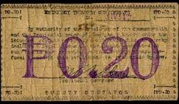 Timbre-monnaie de 20 centavos mis  Cagayan aux Philippines - dos