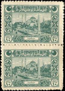 Paire de timbres-monnaie turcs de 10 para mis en 1917