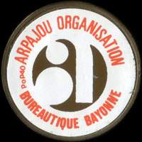 Monnaie publicitaire Arpajou Organisation Bureautique Bayonne - sur 10 francs Mathieu