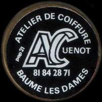 Monnaie publicitaire Atelier de Coiffure A. Cuenot - Baume-les-Dames - 81 84 28 71 - sur 10 francs Mathieu