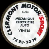Monnaie publicitaire Clermont Motor Sport - Mécanique Electricité Auto - Ventes - 73.93.33.19 - sur 10 francs Mathieu