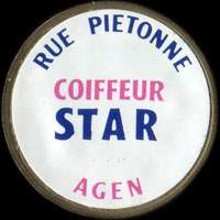 Monnaie publicitaire Coiffeur Star - Rue Pitonne Agen - sur 10 francs Mathieu