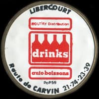 Monnaie publicitaire Boutry Distribution Drinks auto-boissons - Libercourt - Route de Carvin - 21.74.23.39 - sur 10 francs Mathieu