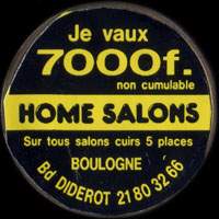 Monnaie publicitaire Home Salons - Boulogne - Bd Diderot 21.80.32.66 - sur 10 francs Mathieu