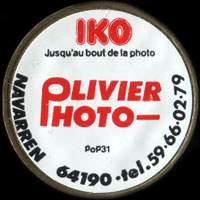 Monnaie publicitaire Olivier Photo - Iko jusqu'au bout de la photo - Navarren 64190 - tel.59.66.02.79 - sur 10 francs Mathieu