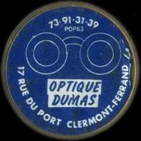 Monnaie publicitaire Optique Dumas - 73.91.31.39 - 17 Rue du Port Clermont-Ferrand - sur 10 francs Mathieu