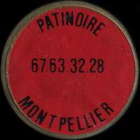 Monnaie publicitaire Patinoire Montpellier - 67.63.32.28  - sur 10 francs Mathieu (imitation de Pile ou Pub)