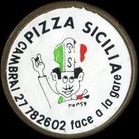 Monnaie publicitaire Pizza Sicilia - Cambrai 27782602 face à la gare - sur 10 francs Mathieu
