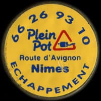 Monnaie publicitaire 66 26 93 10 - Plein Pot - Route d’Avignon - Nimes - Echappement (imitation de Pile ou Pub) - sur 10 francs Mathieu