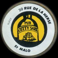 Monnaie publicitaire Pub Cutty Sark - 20 Rue de la Herse - Saint-Malo - sur 10 francs Mathieu