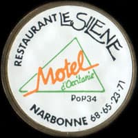 Monnaie publicitaire Restaurant Le Silne - Motel dOccitanie - Narbonne 68.65.23.71 - sur 10 francs Mathieu