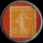 Timbre-monnaie Au Bon Marché - Metz - Thionville - toujours mieux et meilleur marché - 5 centimes orange sur fond rouge - revers