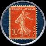 Timbre-monnaie Au Bon Marché - Metz - Thionville - toujours mieux et meilleur marché - 10 centimes rouge sur fond bleu - revers