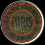 Timbre-monnaie Banque Vasseur - 166, Rue Montmartre - Paris - 5 centimes orange sur fond violet - avers