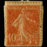 Timbre-monnaie Boka - étiquette environ 22 mm -  10 centimes orange sous pochette - dos