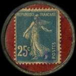Timbre-monnaie Cabinet Dentaire Amricain - Type 1 - 25 centimes bleu sur fond rouge - revers