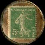 Timbre-monnaie Chicorée Capon - La Courneuve - type 1 - 5 centimes vert sur fond doré - revers