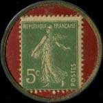 Timbre-monnaie Chicorée Capon - La Courneuve - type 2 - 5 centimes vert sur fond rouge - revers