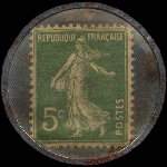 Timbre-monnaie Chicorée V.Groux - H.Eloy successeur - Blendecques - Pas-de-Calais - 5 centimes vert sur fond bleu-noir - revers