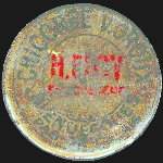 Timbre-monnaie Chicorée V.Groux - H.Eloy successeur - Blendecques - Pas-de-Calais - 10 centimes rouge sur fond bleu-noir - avers