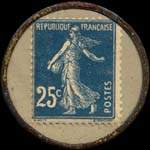 Timbre-monnaie Chicorée V.Groux - H.Eloy successeur - Blendecques - Pas-de-Calais - 25 centimes bleu sur fond blanc - revers