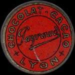 Timbre-monnaie Chocolat Payraud type 1 - Chocolat - Cacao - Payraud - Lyon - 5 centimes vert sur fond doré - avers