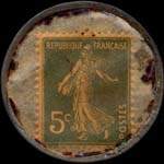 Timbre-monnaie Chocolat Payraud type 1 - Chocolat - Cacao - Payraud - Lyon - 5 centimes vert sur fond doré - revers