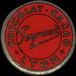 Timbre-monnaie Chocolat Payraud type 1 - Chocolat - Cacao - Payraud - Lyon - 10 centimes rouge sur fond doré - avers
