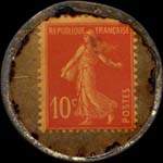 Timbre-monnaie Chocolat Payraud type 1 - Chocolat - Cacao - Payraud - Lyon - 10 centimes rouge sur fond doré - revers