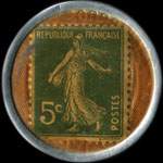 Timbre-monnaie Cr�dit Lyonnais type 1 - 5 centimes vert sur fond orange lign� - revers