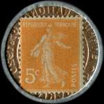 Timbre-monnaie Crédit Lyonnais type 2b - 5 centimes orange sur fond doré - revers