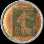 Timbre-monnaie Cr�dit Lyonnais type 5 - 5 centimes vert sur fond rose dor� - revers