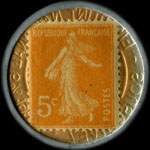 Timbre-monnaie Crédit Lyonnais type 6b - 5 centimes orange sur fond doré - revers