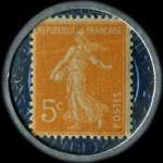 Timbre-monnaie Crédit Lyonnais type 7a - 5 centimes orange sur fond bleu - revers