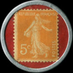 Timbre-monnaie Crédit Lyonnais type 8a - 5 centimes orange sur fond rouge - revers